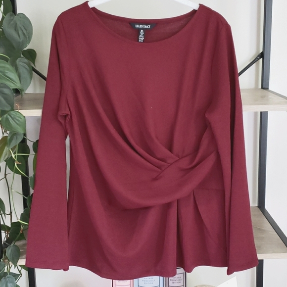 NWT Ellen Tracy Burgundy Blouse - Picture 1 of 4